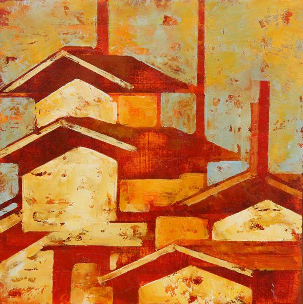 w HILL TOWN 2012 8X8 oil on plywood  